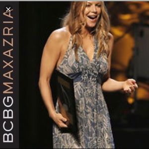 BCBG Slate Blue and Tan Sequin detail Maxi Dress